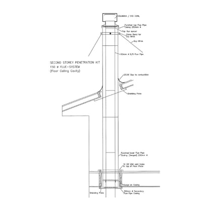 Woodsman Heat Saver Flue Kit & 1200mm Shield - Metallic Black