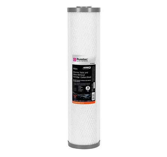 Puretec Carbon Block Maxi Plus Cartridge 20 inch 10 micron SilverPlus