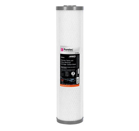 Puretec Carbon Block Maxi Plus Cartridge 20 inch 10 micron SilverPlus