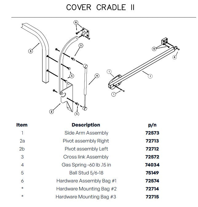 Hot Springs Cover Cradle II Gas Piston 74034