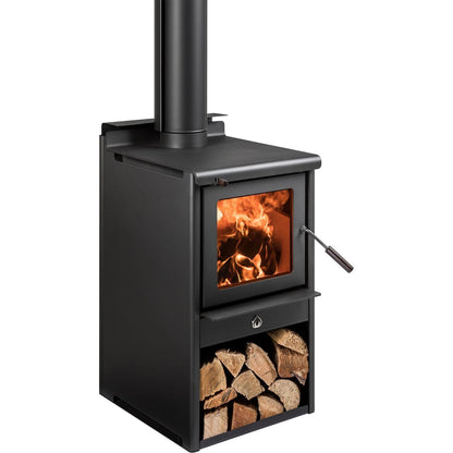 Woodsman Serene ULEB Freestanding Woodbox and Flue Kit