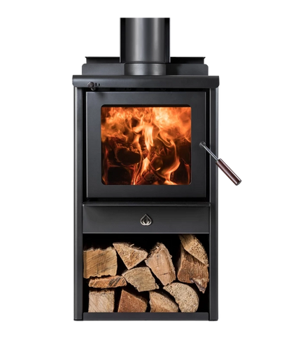 Woodsman Serene ULEB Freestanding Woodbox and Flue Kit