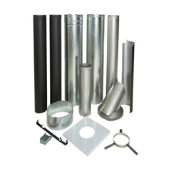 Woodsman Heat Saver Flue Kit & 1200mm Shield - Metallic Black