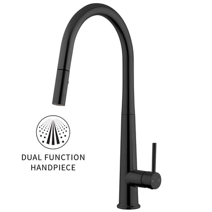 Apollo Gooseneck Pull Out Sink Mixer  Brushed Black (PVD)