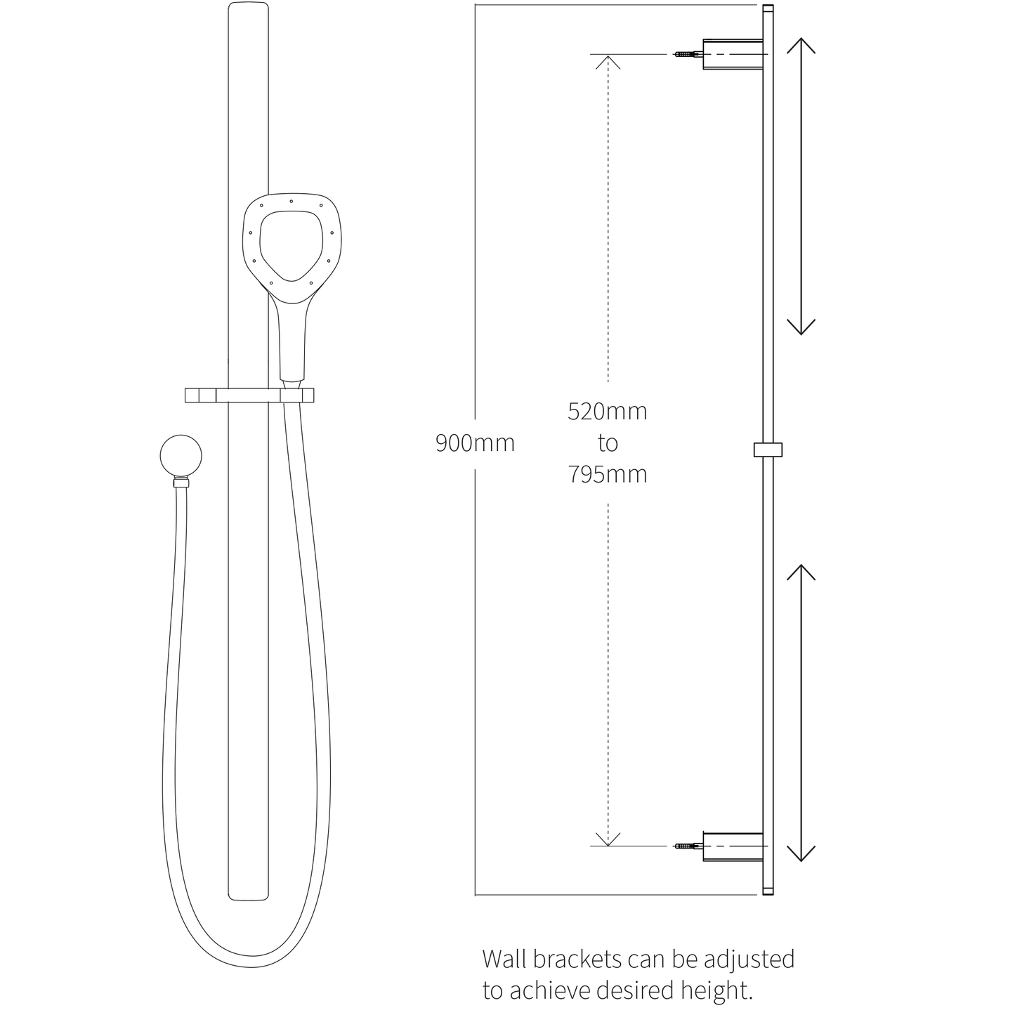 Voda DreamJet Slide Shower - Matte Black