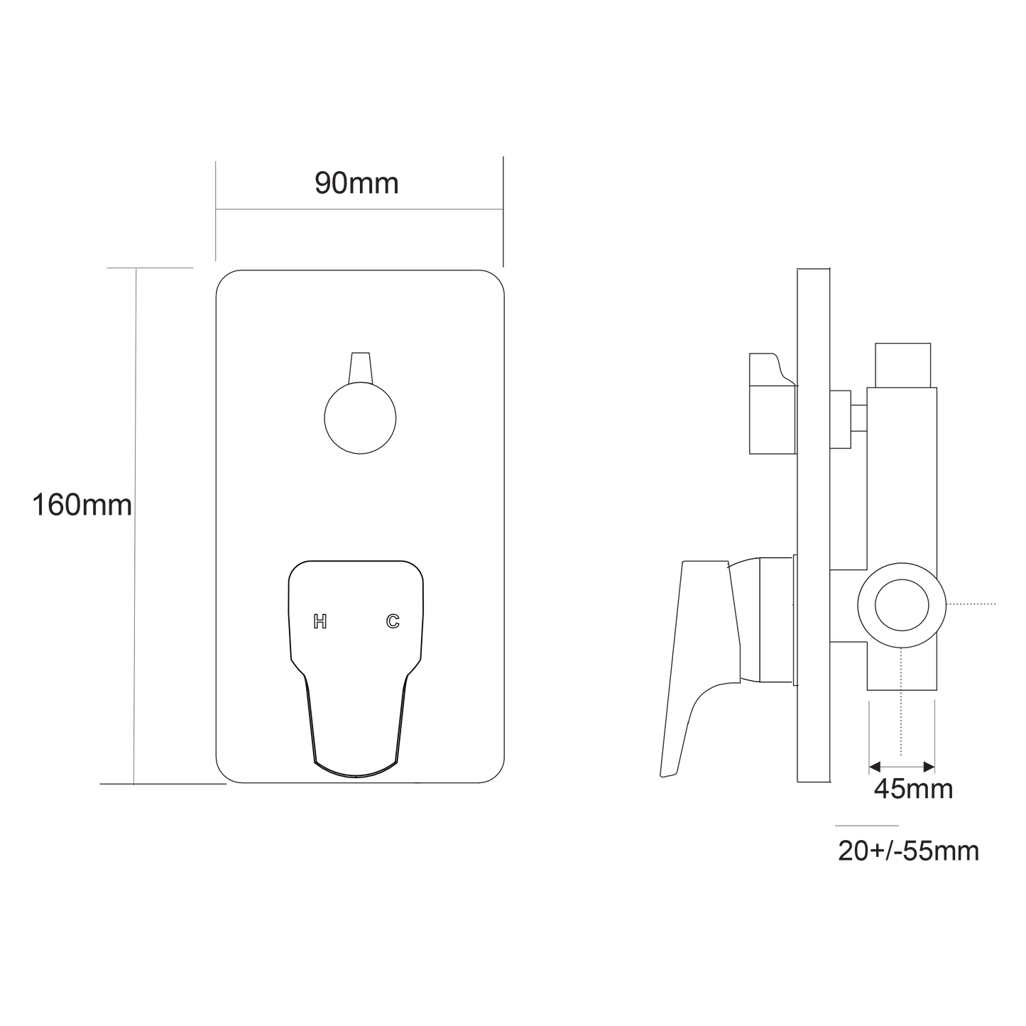 Eclipse Diverter Shower Mixer - Brushed Gunmetal