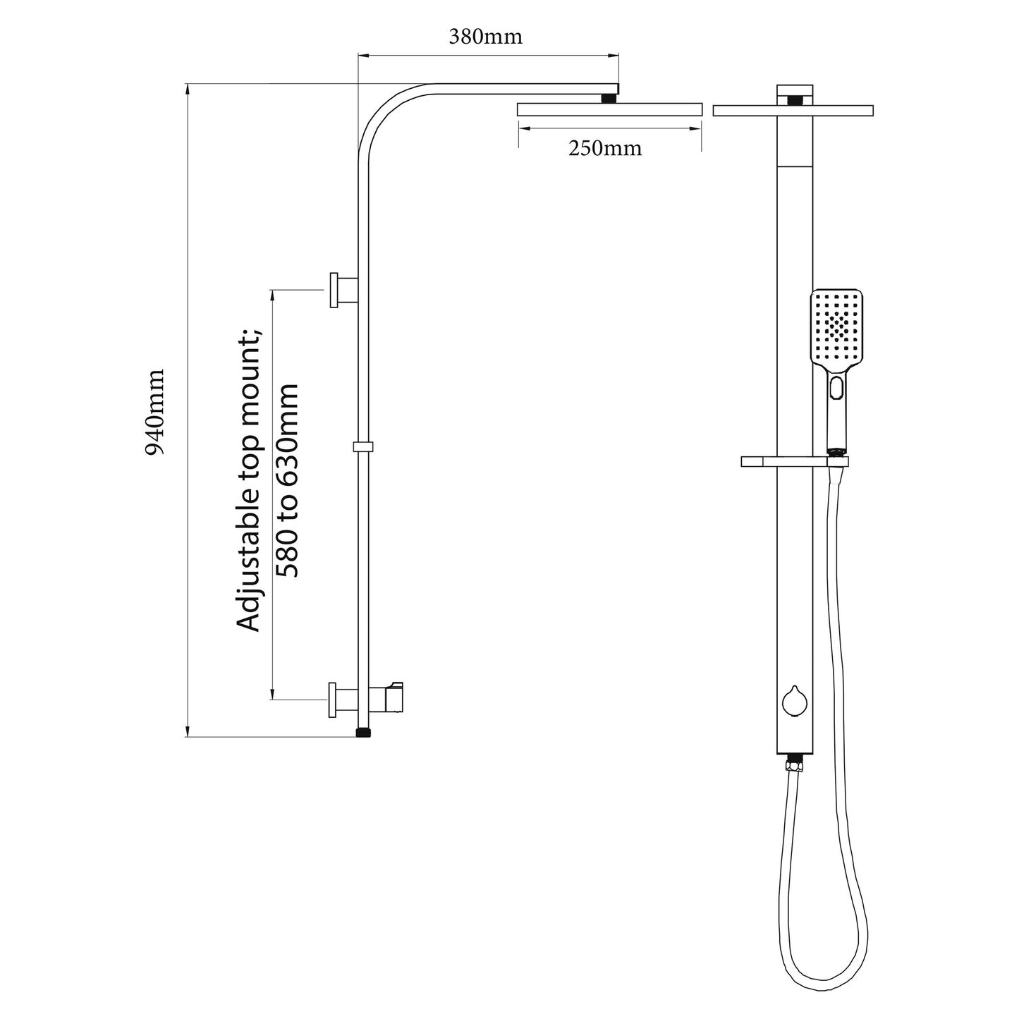 Eclipse Double Head Shower (Square) - Chrome