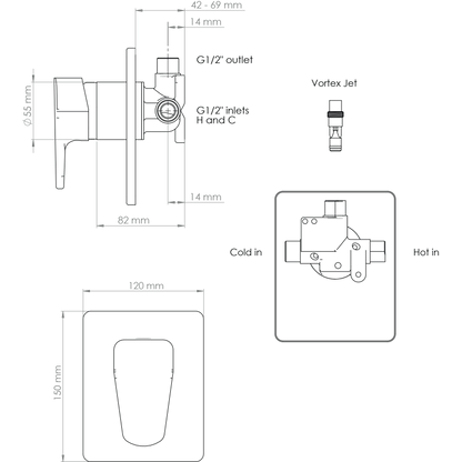 Eclipse Vortex Shower Mixer - Matte Black