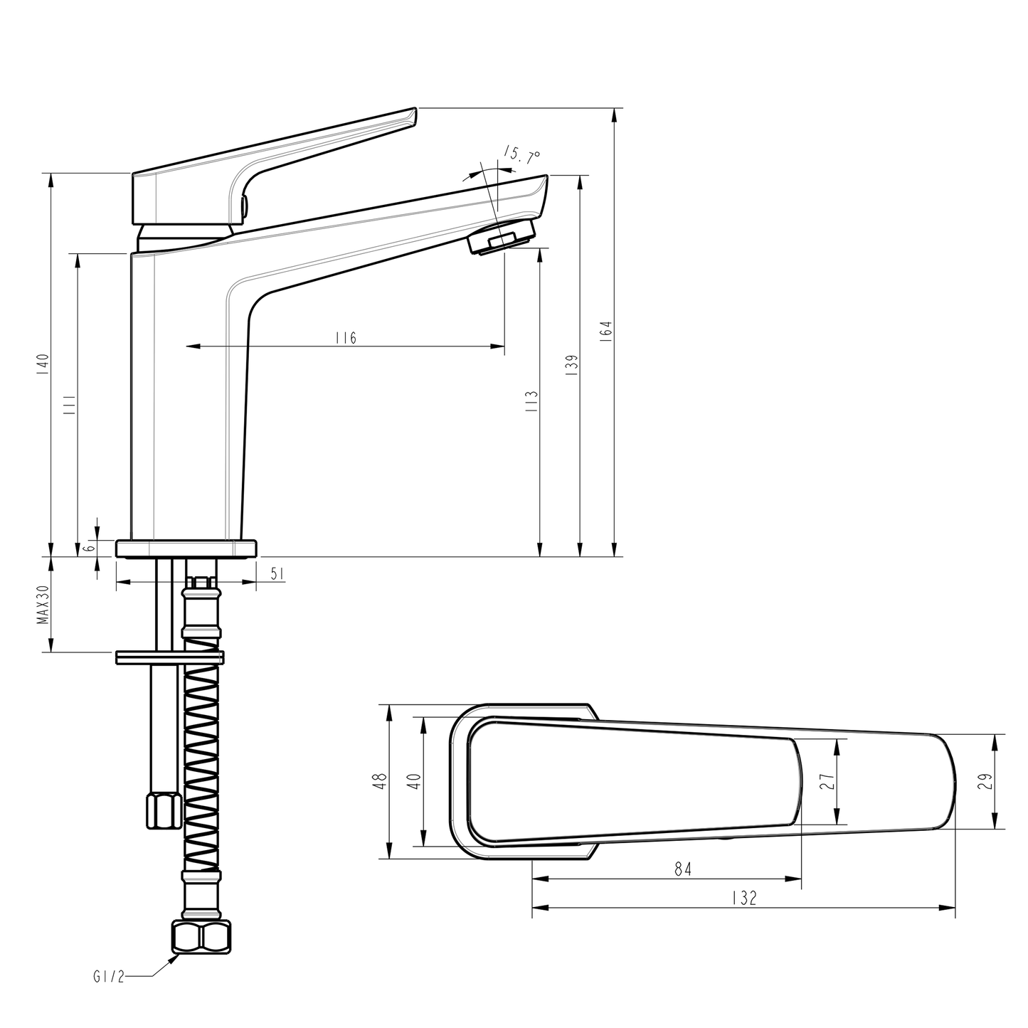 Voda Eclipse Basin Mixer - Chrome