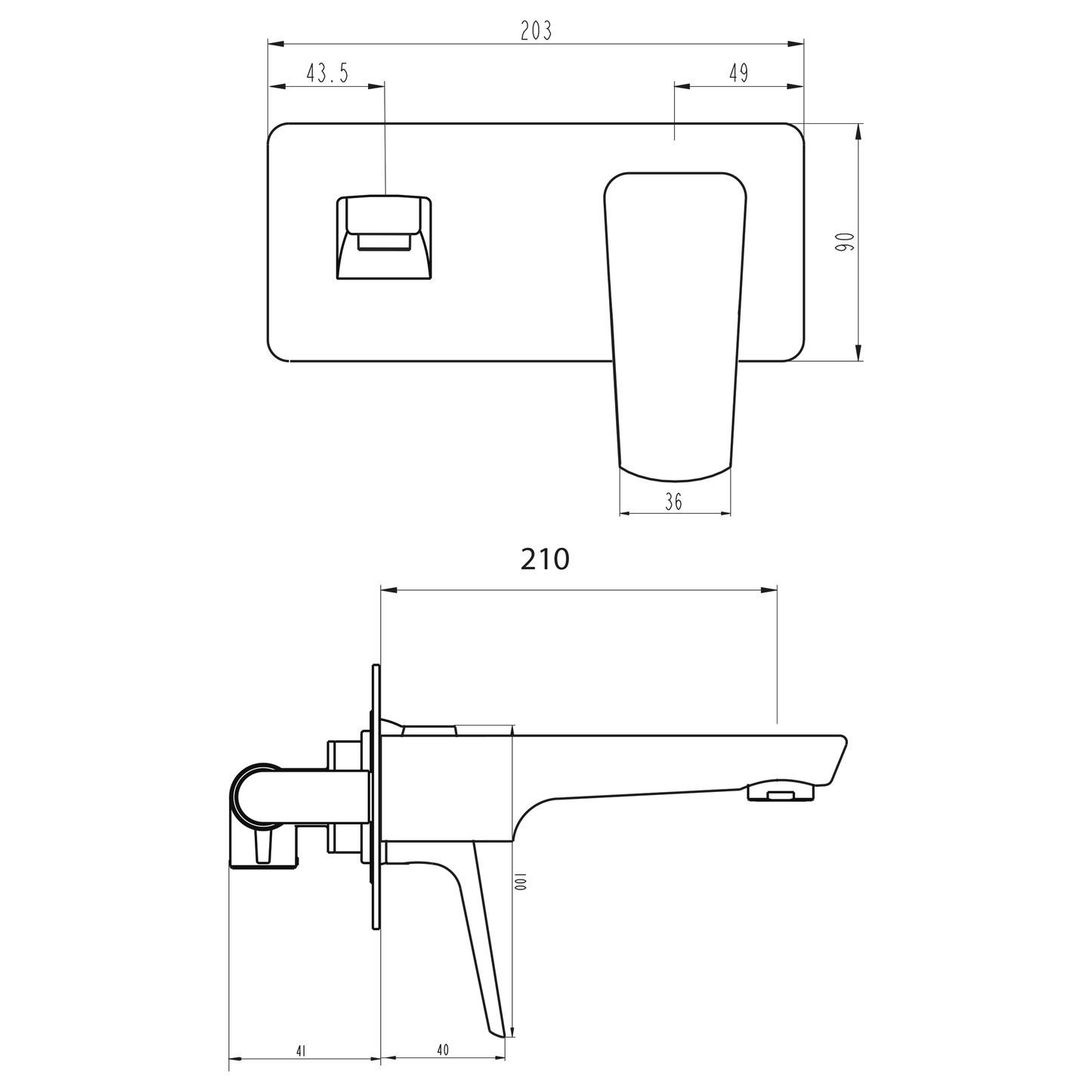 Eclipse Wall Mounted Basin Mixer - Brushed Gunmetal (PVD)