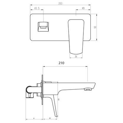 Eclipse Wall Mounted Basin Mixer - Brushed Gunmetal (PVD)