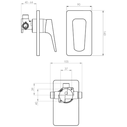 Voda Eclipse Shower Mixer - Chrome