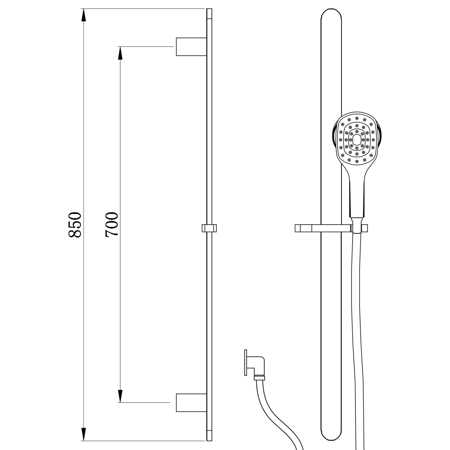 Eclipse 1 Function Slide Shower (Round) - Mirrored Black (PVD)