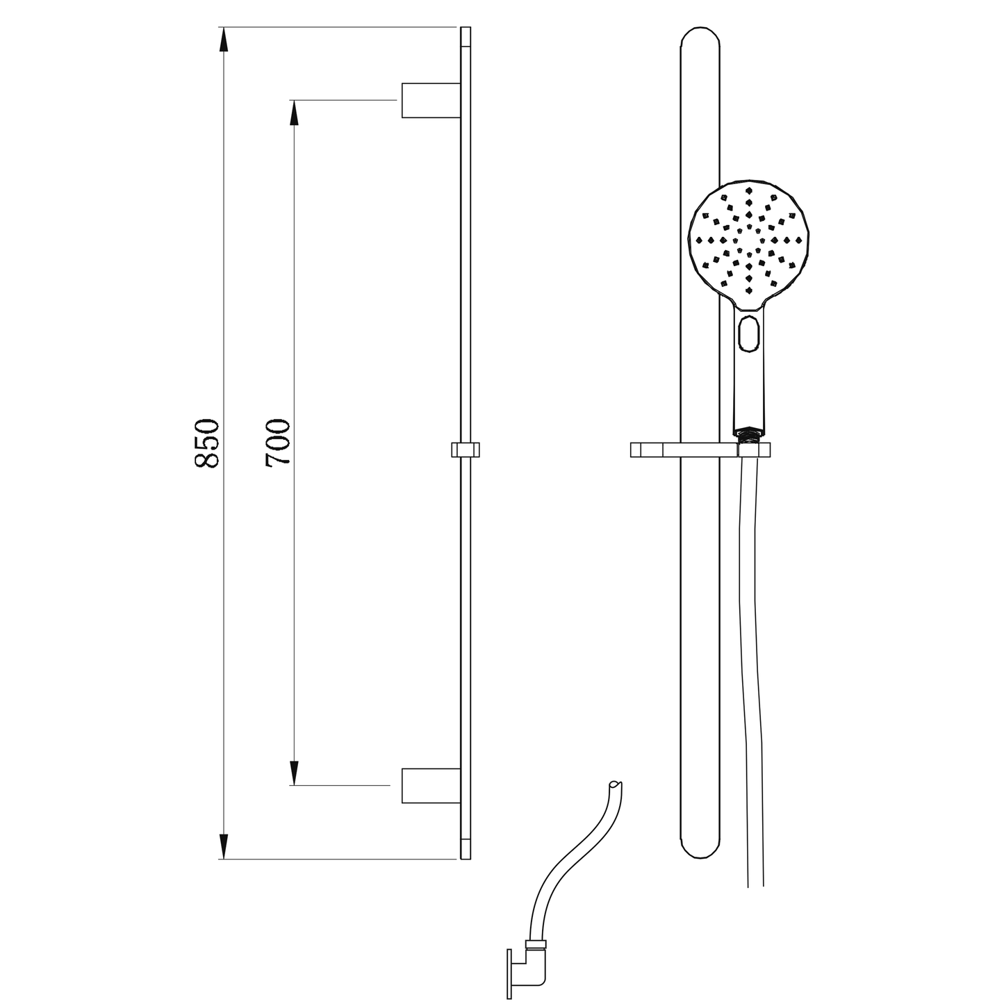 Eclipse 3 Function Slide Shower (Round) - Matte Black