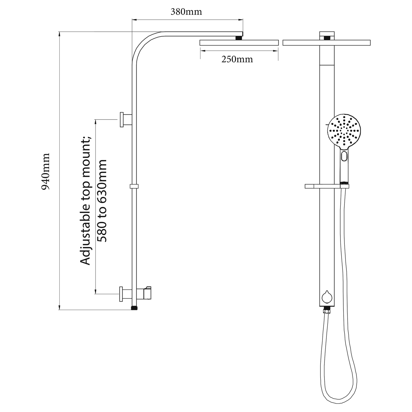 Eclipse Double Head Shower (Round) - Brushed Gunmetal (PVD)