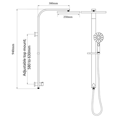 Eclipse Double Head Shower (Round) - Brushed Gunmetal (PVD)