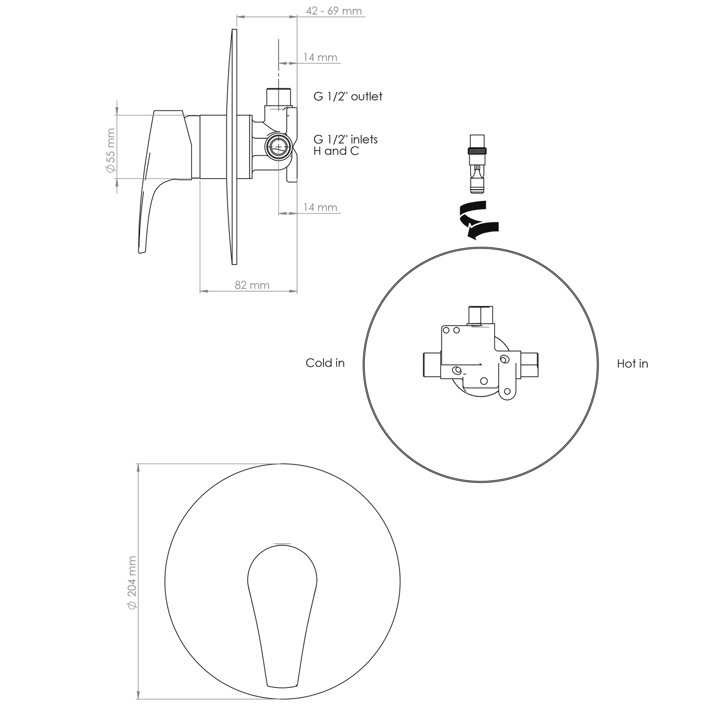 EcoMix Vortex Shower Mixer with Jumbo Faceplate