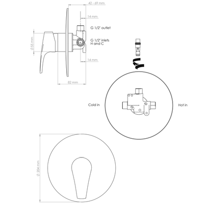 EcoMix Vortex Shower Mixer with Jumbo Faceplate