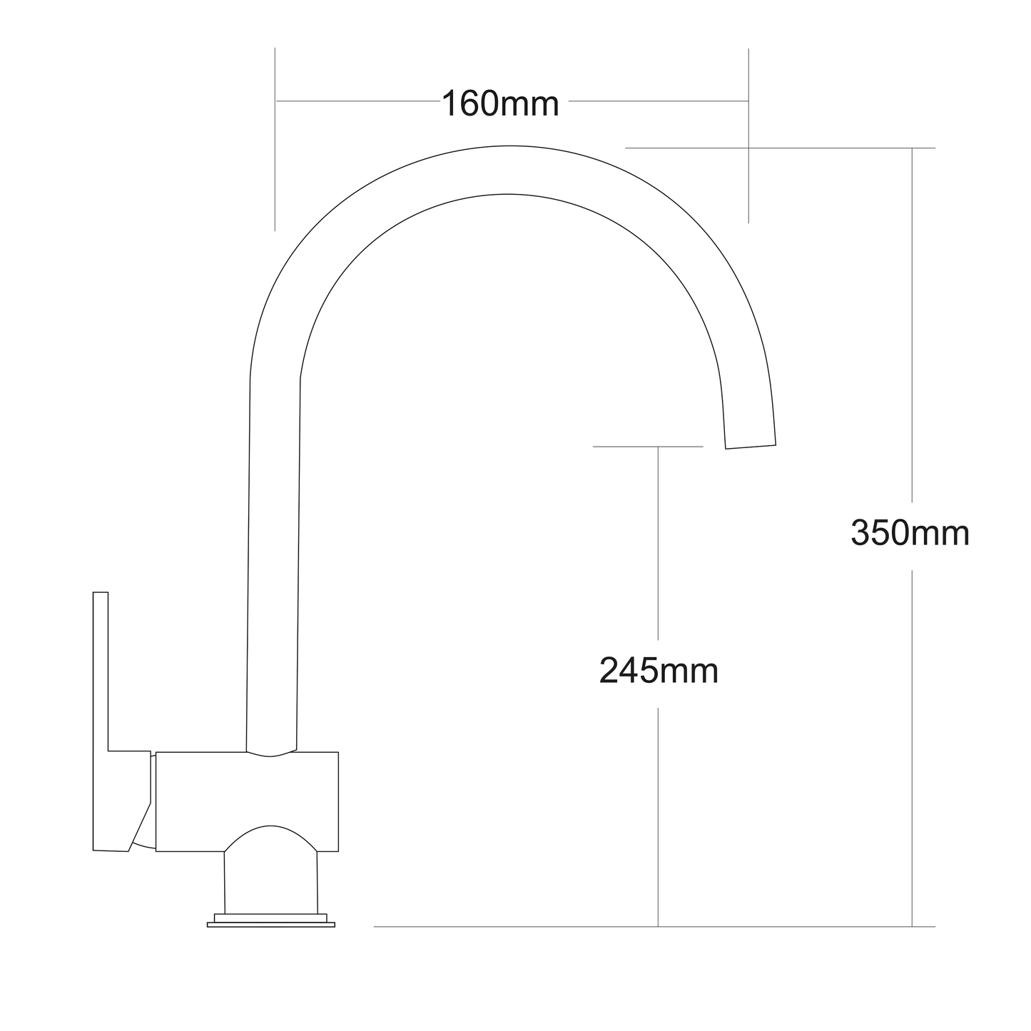 Voda High Rise Gooseneck Sink Mixer - Chrome