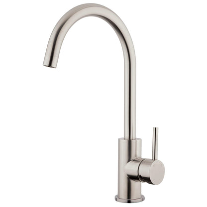 EcoMinimal Gooseneck Sink Mixer - Brushed Stainless