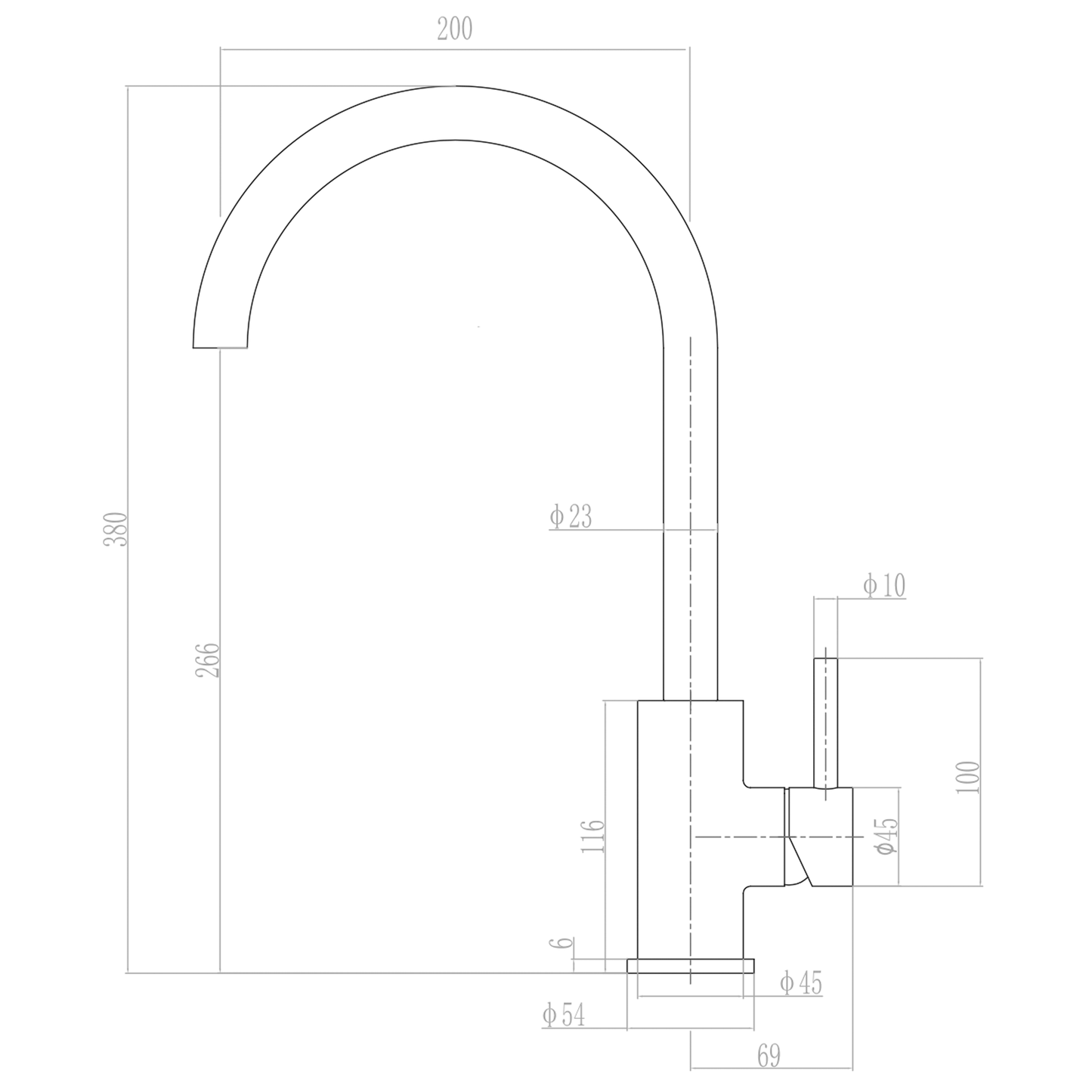 EcoMinimal Gooseneck Sink Mixer - Brushed Brass