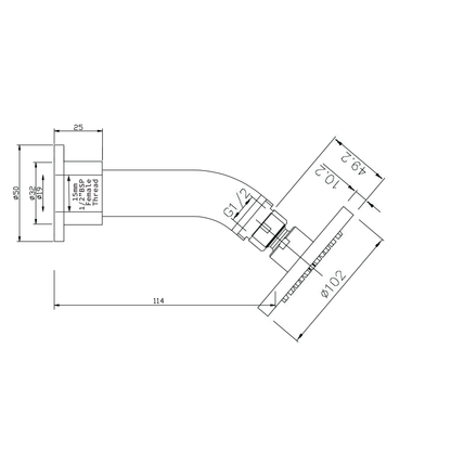 Voda Pro Series Deluxe Wall Mounted Shower Rose