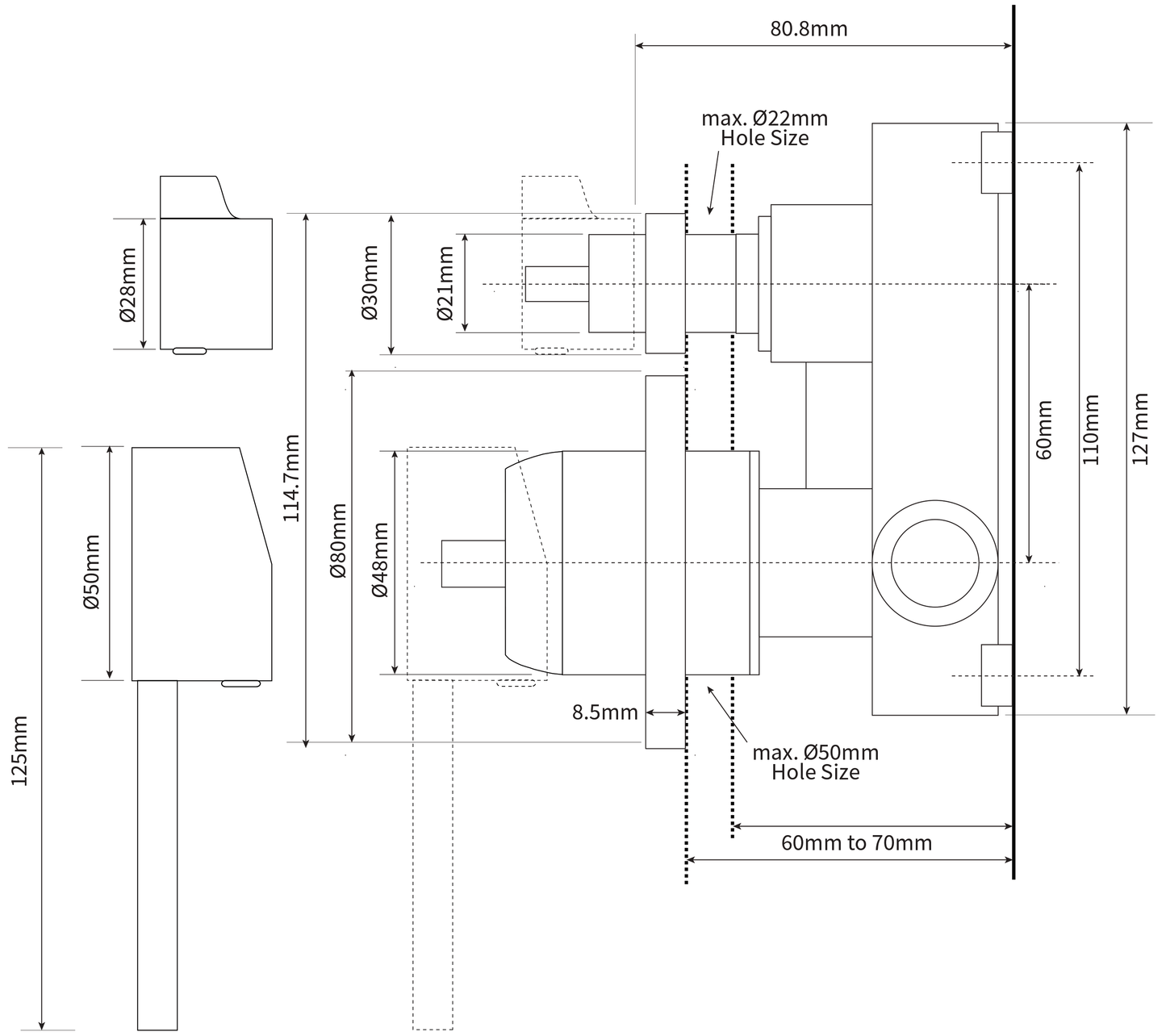 Voda Storm Shower Mixer with Diverter - Brushed Brass