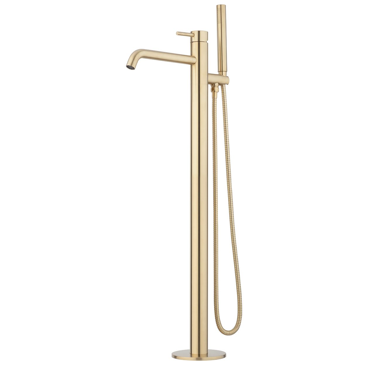 Voda Storm Floor Mounted Bath Mixer with Hand Shower - Brushed Brass