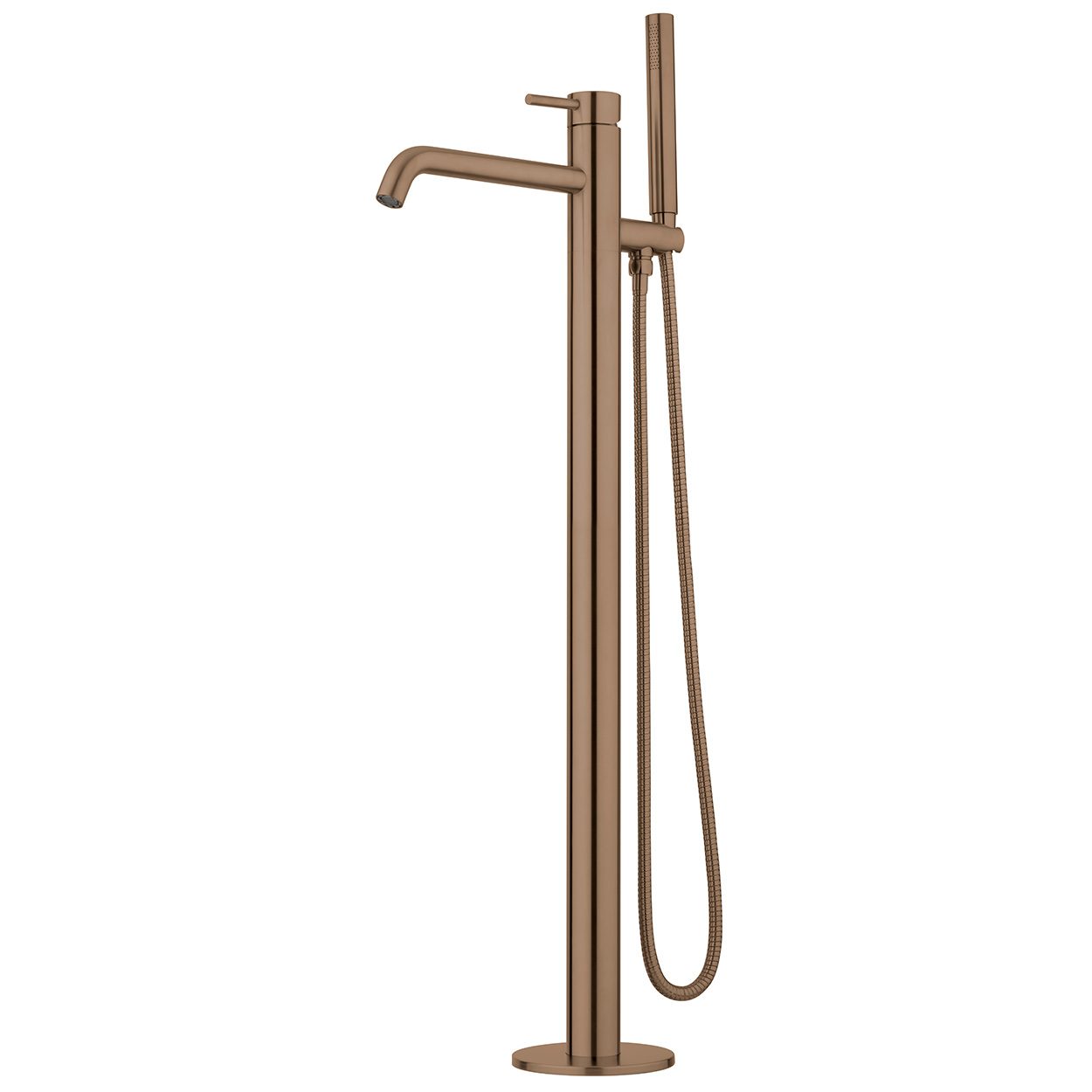 Voda Storm Floor Mounted Bath Mixer with Hand Shower - Brushed Copper