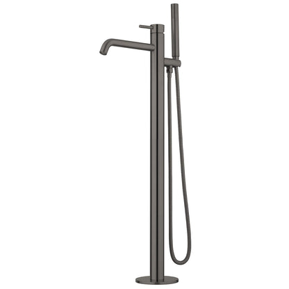 Voda Storm Floor Mounted Bath Mixer with Hand Shower - Brushed Gunmetal