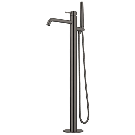 Voda Storm Floor Mounted Bath Mixer with Hand Shower - Brushed Gunmetal