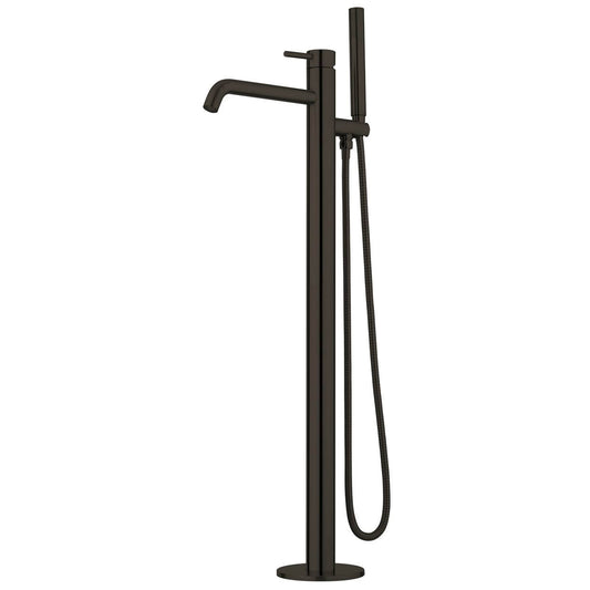 Voda Storm Floor Mounted Bath Mixer with Hand Shower - Brushed Black
