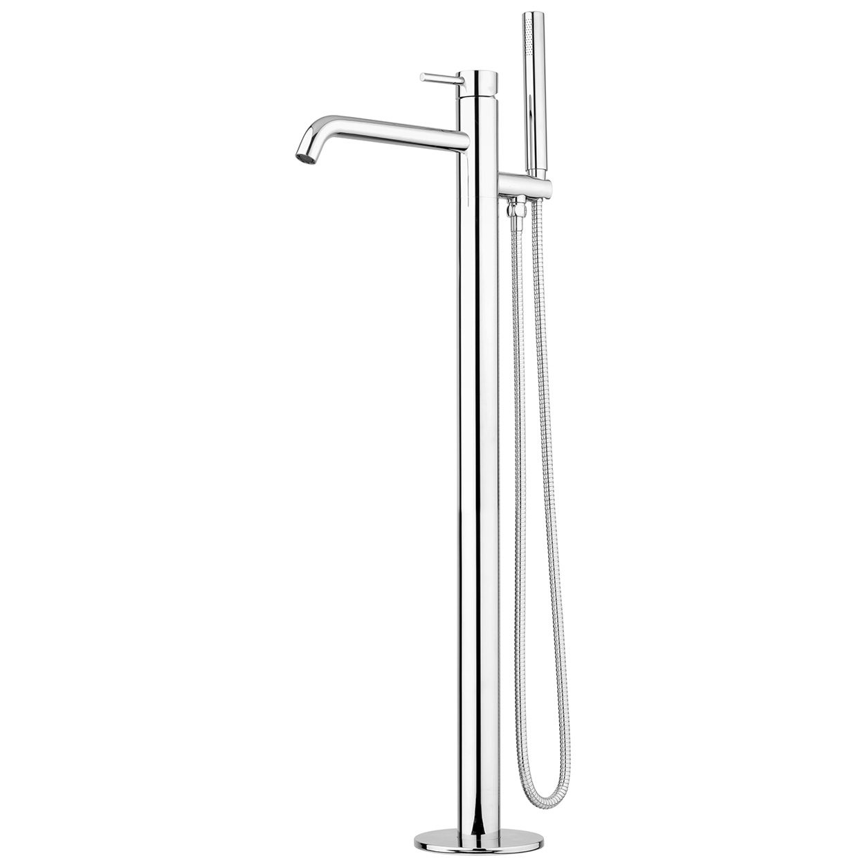 Voda Storm Floor Mounted Bath Mixer with Hand Shower - Chrome