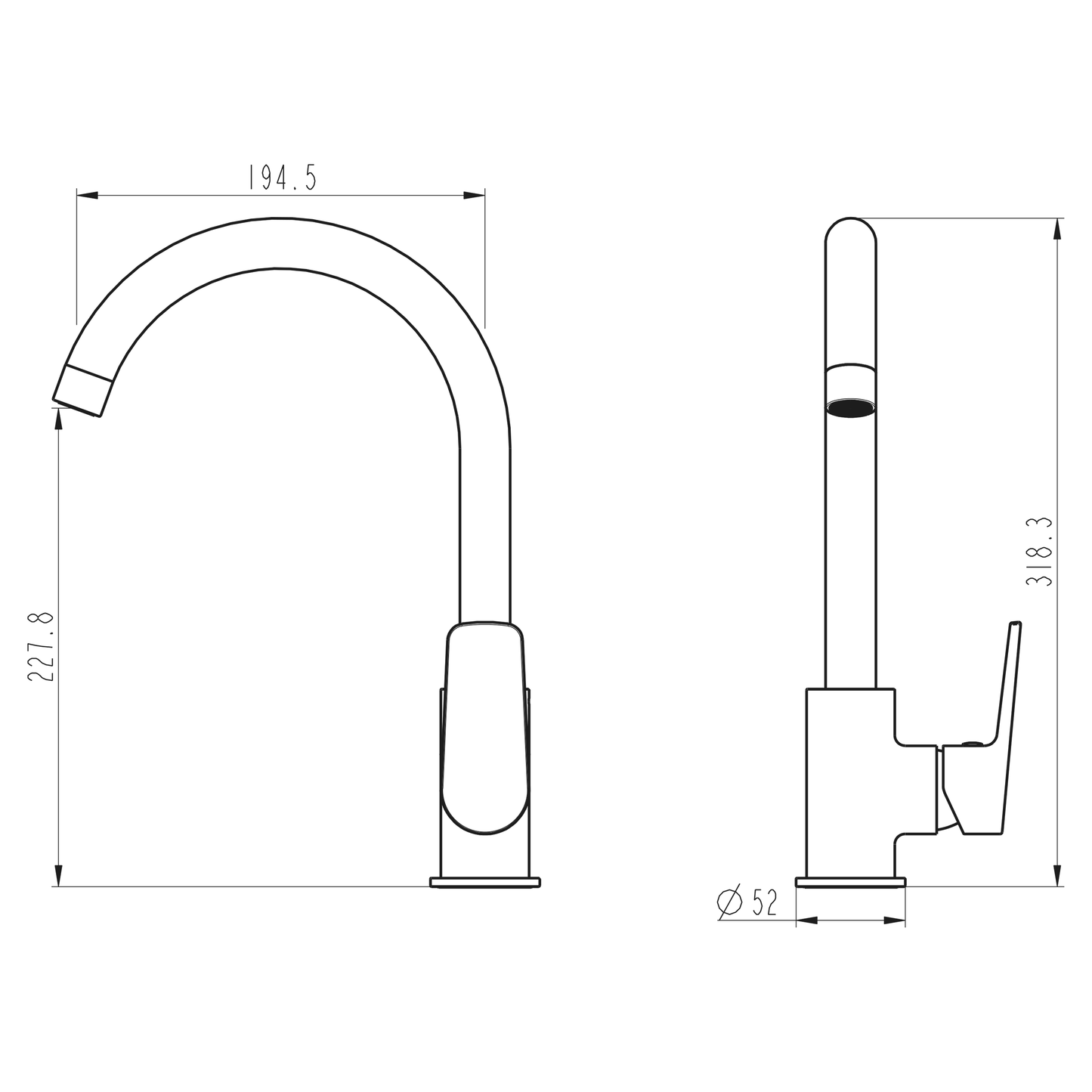 Voda Soul Gooseneck Sink Mixer - Chrome
